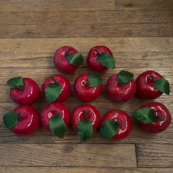 Red Apples Vintage Dozen 12 Fake Fruit Christmas Decorations Holiday Decor - Picture 2 of 5